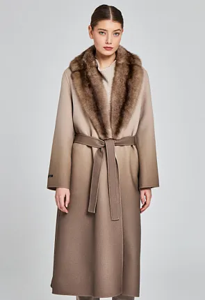 пальто с воротником из соболя женское Manzoni 24 1460236